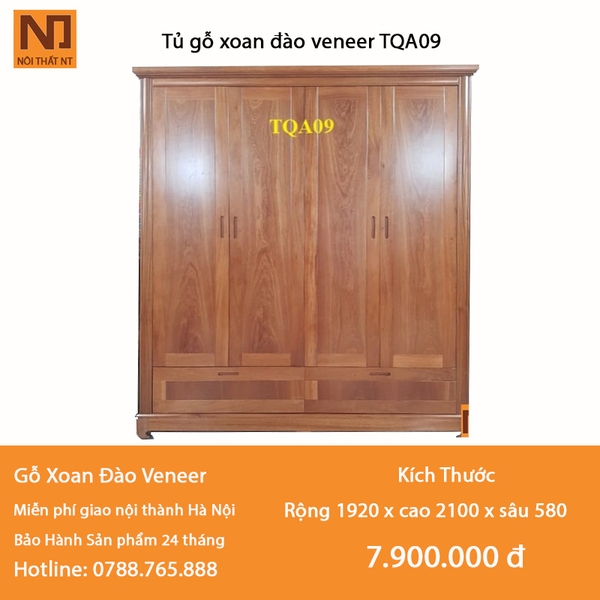 Tủ gỗ xoan đào Veneer TQA09