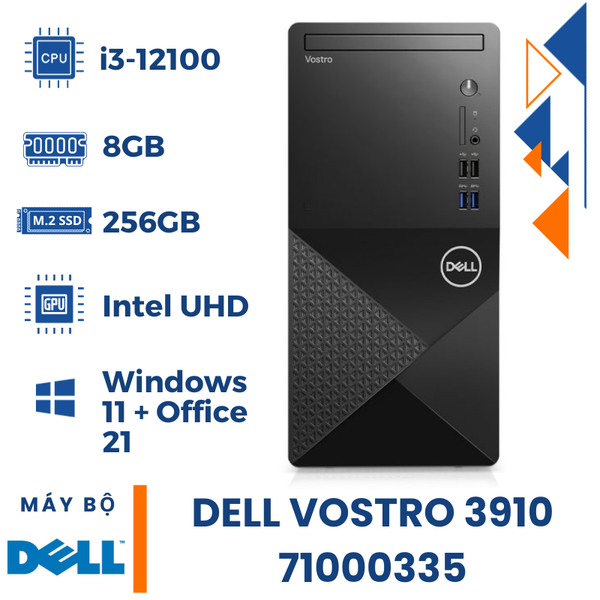 PC Dell Vostro 3910-71000335 (i3-12100 | 8G | S-256G | Win 11 + OfficeHS21 | Đen)