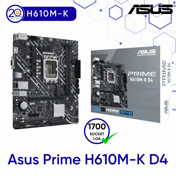 Bo Mạch Chủ Asus Prime H610M-K D4 (Micro-ATX/ LGA1700/ DDR4/ VGA+HDMI)
