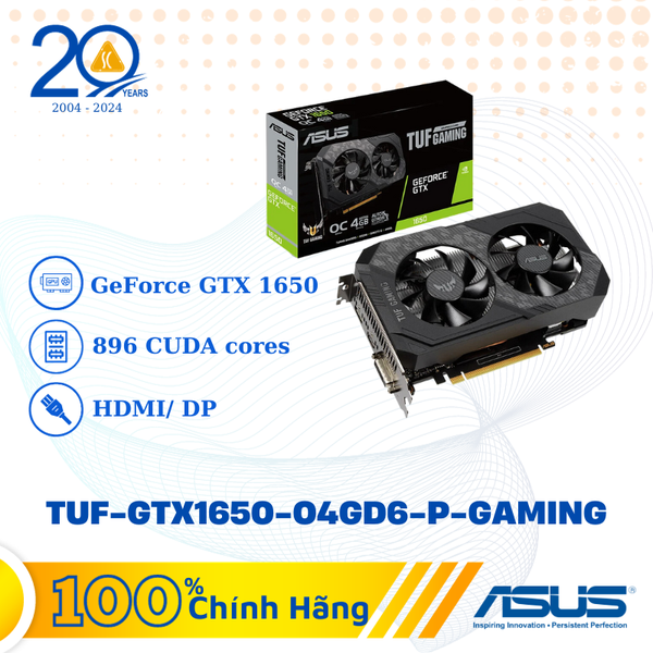 Card màn hình ASUS Asus TUF Gaming GeForce GTX 1650 OC Edition 4GB GDDR6 (TUF-GTX1650-O4GD6-P-GAMING)