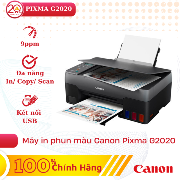 Máy in phun màu đa năng Canon PIXMA G2020 (In/Copy /Scan, 4 Màu, A4)