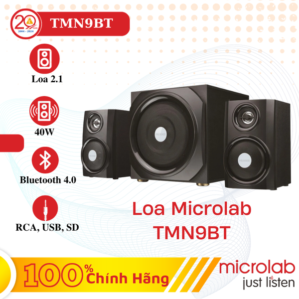 Loa Vi Tính Microlab TMN-9BT (Loa 2.1/ 40W/ RCA/ USB/ SD/ BT/ Đen)