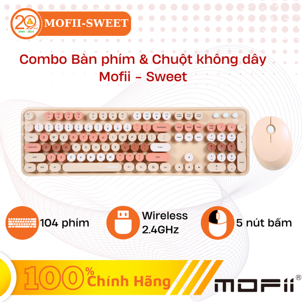 Bộ Bàn Phím & Chuột Không Dây Mofii Sweet