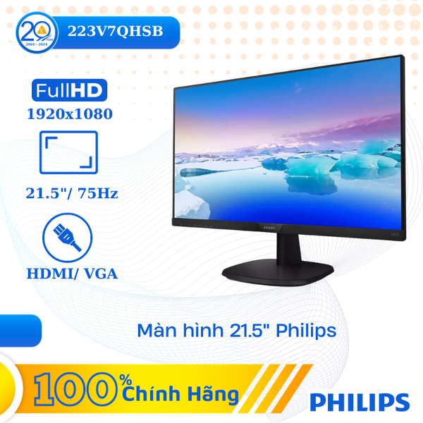 Màn hình LCD Philips 21.5 inch 223V7QHSB/74(1920x1080/IPS/75Hz/5ms)