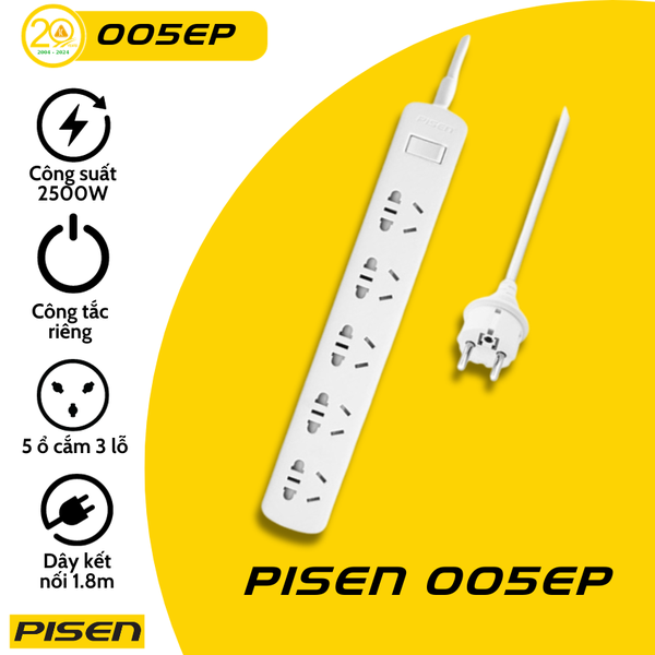 Ổ Cắm Điện Pisen 005EP (Trắng)