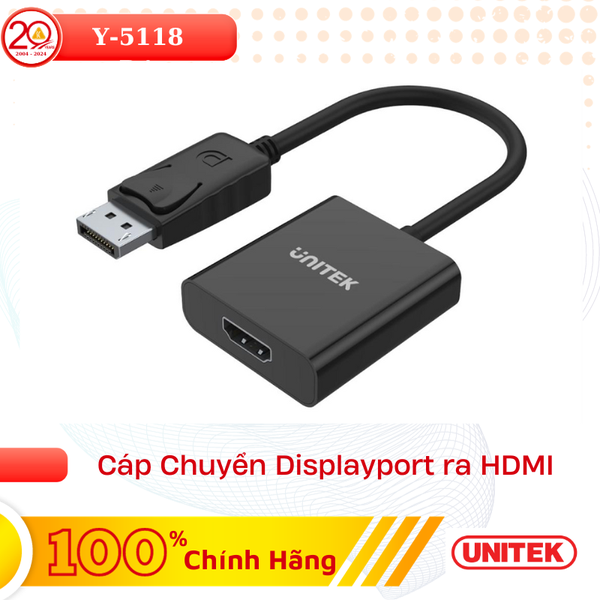 Cáp chuyển đổi Displayport sang Cổng HDMI 0.2m Unitek (Y 5118DA)