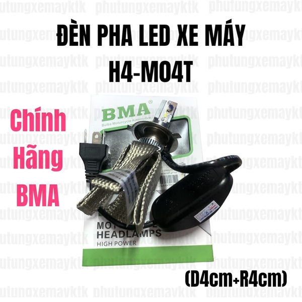 [Chính hãng led BMA] PHA LED XE MÁY M04T-H4-BMA-DPL-2 TIM-SÁNG TRẮNG(35W-2500lm).