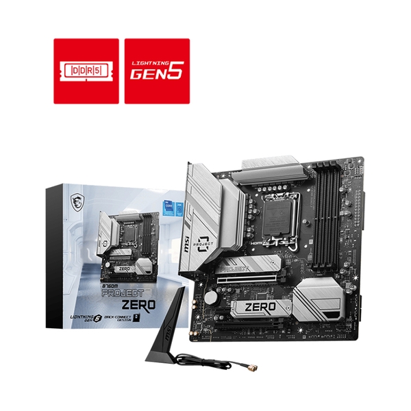 Mainboard MSI B760M PROJECT ZERO (Intel B760, LGA1700, 4 x DDR5 256GB, mATX)