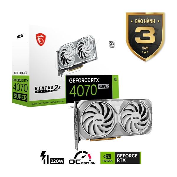 Card màn hình MSI GeForce RTX 4070 SUPER 12G VENTUS 2X OC White