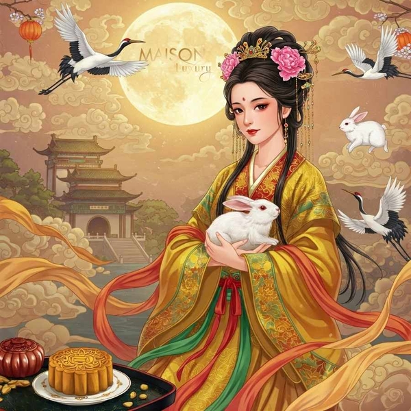 hình ảnh thỏ ngọc chị hằng nga và bánh trung thu