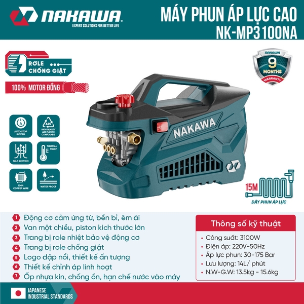 Máy rửa xe gia đình Nakawa NK-MP3100NA