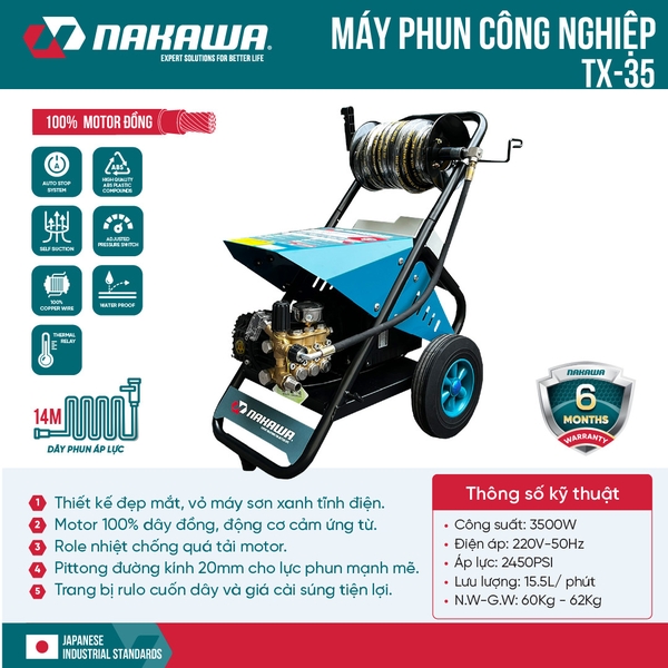 Máy rửa xe công nghiệp Nakawa TX35 -3500w