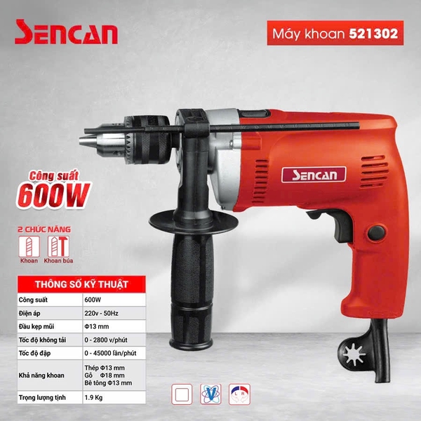 Máy khoan Sencan 521302 (13mm -600W)