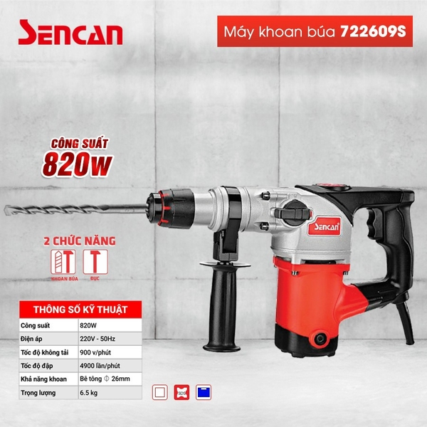 Máy khoan búa Sencan 722609S (26mm)