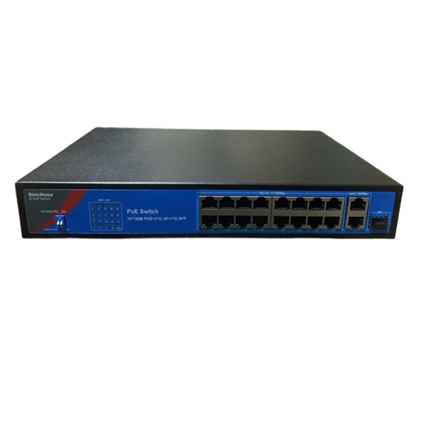 Switch PoE SinicHome SINIC-3116POE (16 PoE, 2 uplink GE, 1 SFP, 200W)