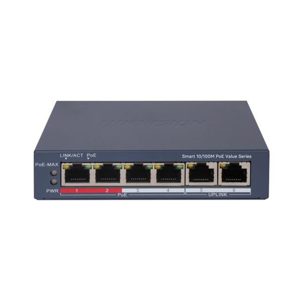 Switch PoE Hikvision DS-3E1106P-EI/M (4 PoE, 2 uplink, 45W)