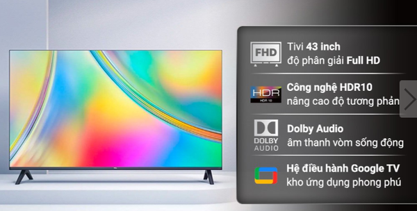 Google Tivi TCL 43 inch 43S5400 Mới 100%
