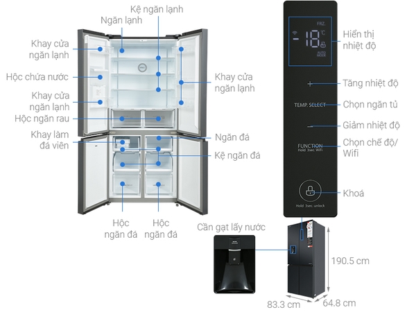 Tủ lạnh Toshiba Inverter 509 lít Multi Door GR-RF605WI-PMV(06)-MG Mới 100% Chính hãng