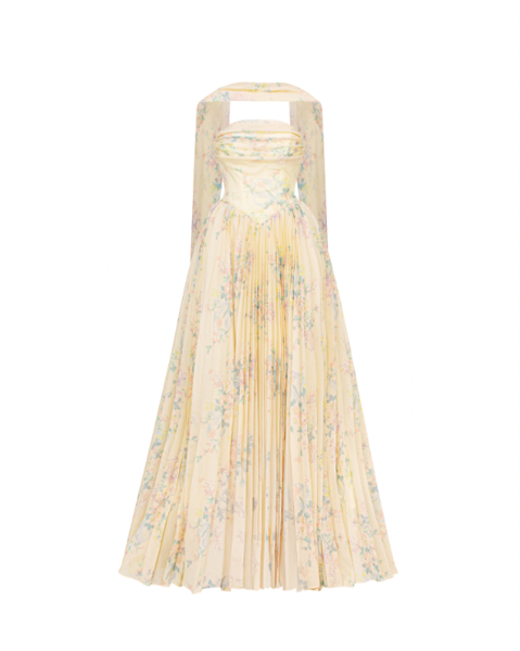 Amelia Corset Pleated Dress - Floral