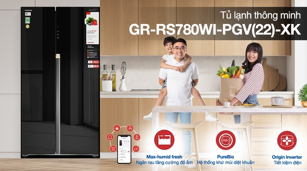 Tủ lạnh Toshiba Inverter 596 lít Side By Side GR-RS780WI-PGV(22)-XK Mới 100%