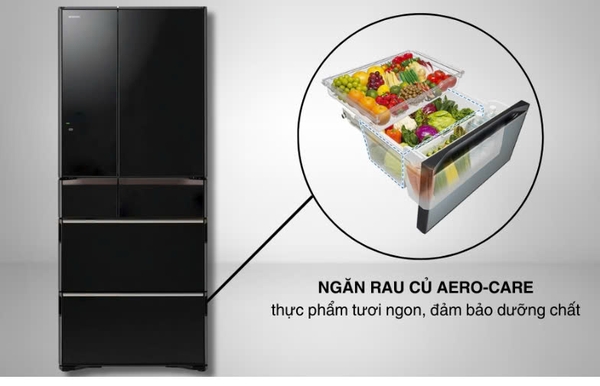 Tủ lạnh Hitachi Inverter 617 lít R-HW620RV XK 6 Cửa Màu đen Mới 100% Chính hãng