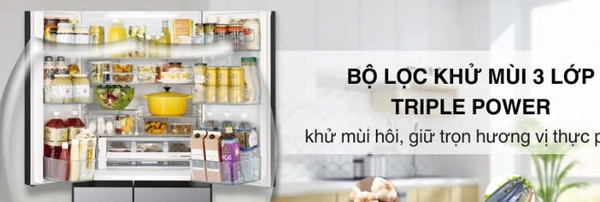Tủ lạnh Hitachi Inverter 617 lít R-HW620RV XK 6 Cửa Màu đen Mới 100% Chính hãng