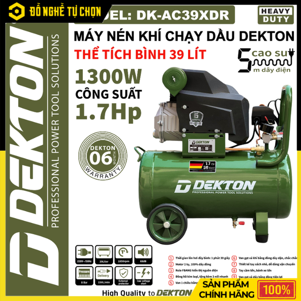 MÁY NÉN KHÍ CHẠY DẦU DEKTON 39 LÍT DK-AC39XDR – MẠNH MẼ, BỀN BỈ, TIẾT KIỆM ĐIỆN NĂNG