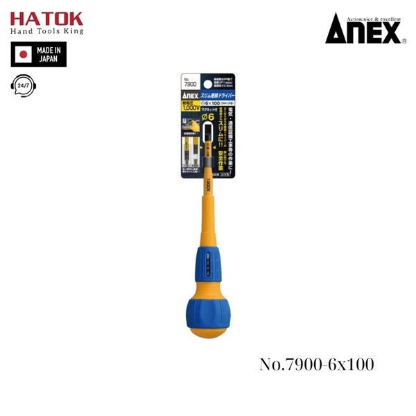 Tô vít cách điện cán tròn Anex No.7900-6x100 Nhật Bản