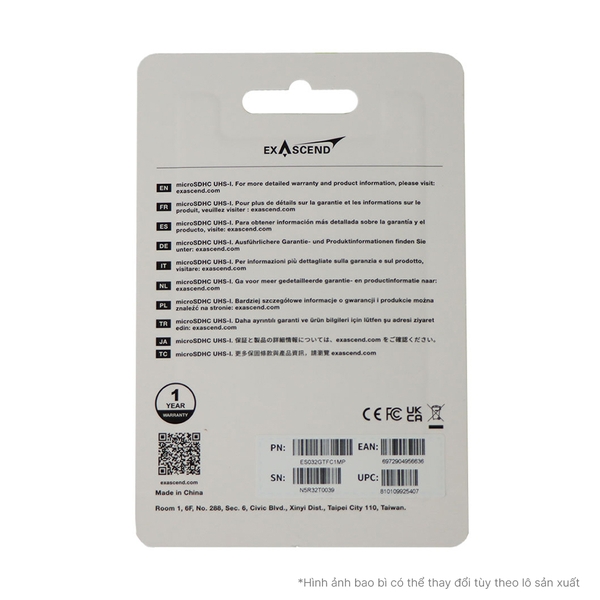 Thẻ nhớ microSDHC Exascend Essential-X UHS-I U1 V10