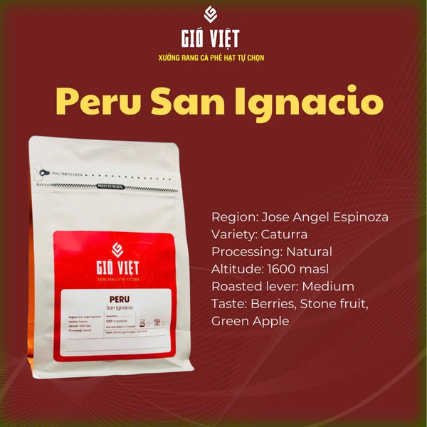 Cà Phê Gió Việt Peru San Ignacio - Medium roast - Gói 250G