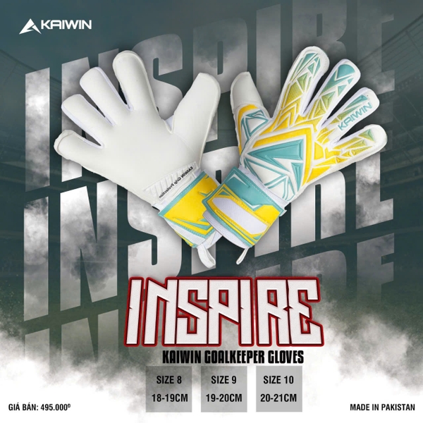 Găng tay thủ môn Kaiwin INSPIRE - Mút LATEX GRIPPY - Cao su Đức : Lòng bàn tay Dày 4mm