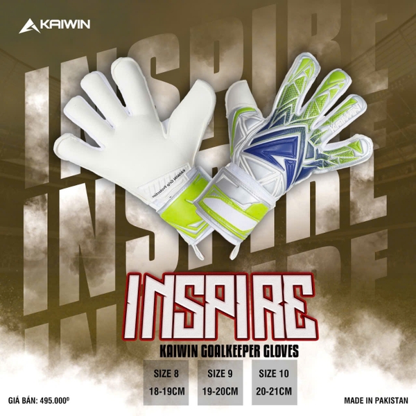 Găng tay thủ môn Kaiwin INSPIRE - Mút LATEX GRIPPY - Cao su Đức : Lòng bàn tay Dày 4mm