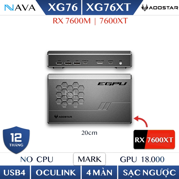 Card Đồ Họa Ngoài AOOSTAR XG76XT | EGPU Radeon RX-7600XT | Kết Nối