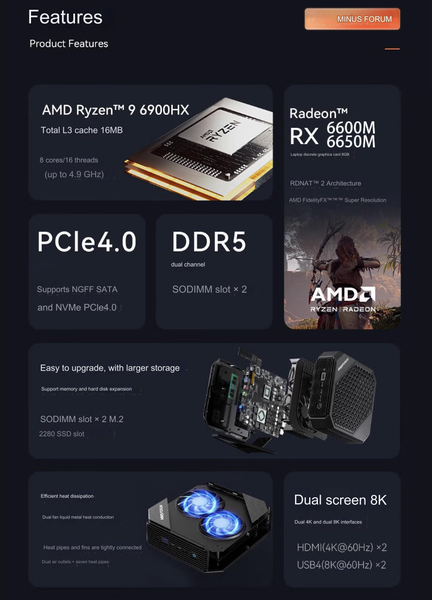 Minisforum HX100G AMD Ryzen R7 7840HS | 6600M NAVA STORE - Mini PC