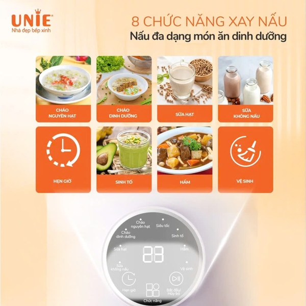 Máy làm sữa hạt, xay nấu đa năng UNIE UMB10 - Dung tích 1 lít - Công suất 800W - Hàng chính hãng bảo hành 12 tháng