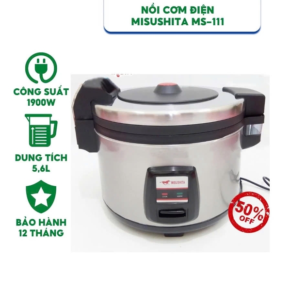 Nồi cơm điện Misushita MS-111 - Dung tích 5,6L - Công suất 1900W - Hàng chính hãng bảo hành 12 tháng
