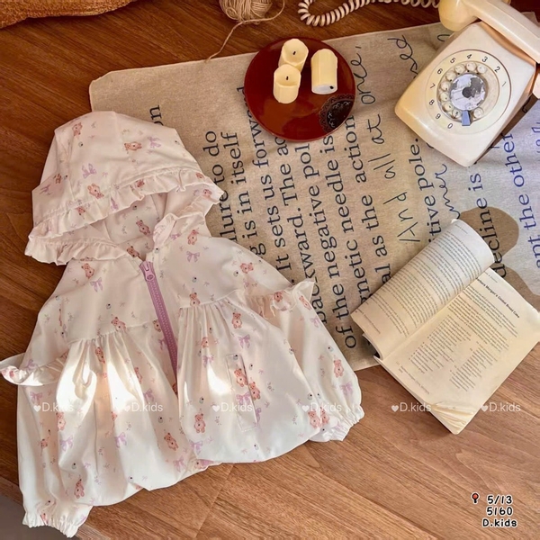 Áo gió bèo lót nỉ bé gái ( 90-130)