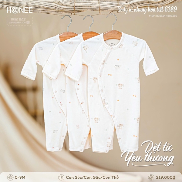 Body nỉ nhung mềm  Honee ( 0-6m)