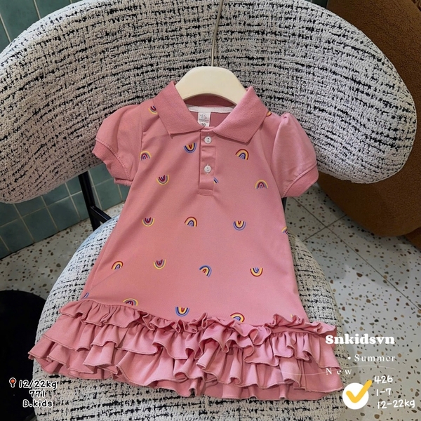 Váy Polo cầu vồng chân bèo hồng (80-140)