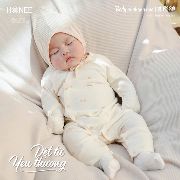 Body nỉ nhung mềm  Honee ( 0-6m)