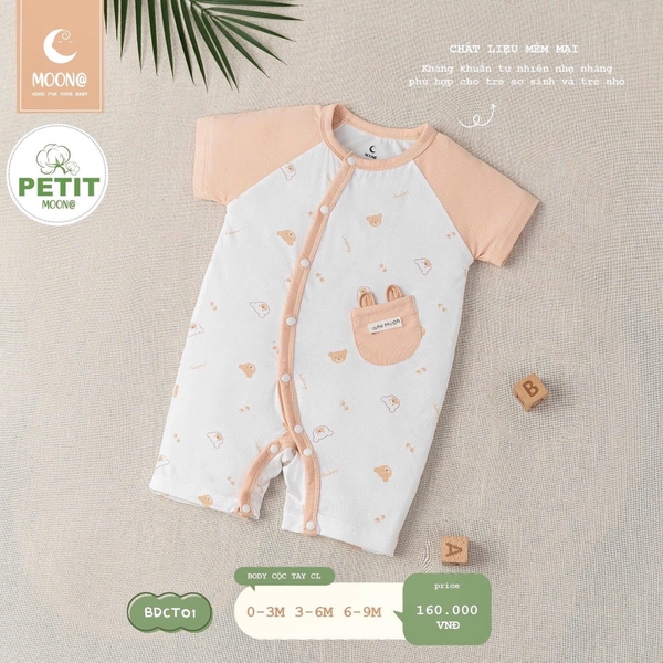 Body cộc  sơ sinh Moon túi ngực