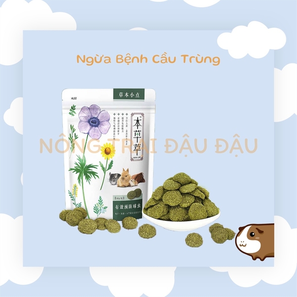 Bánh Cỏ Thảo Mộc Ngừa Bệnh Cầu Trùng, Cân Bằng Dinh Dưỡng, Đẹp Lông Thức Ăn Cho Thỏ, Bọ Ú, Chinchilla 80g