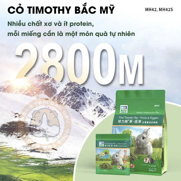 Bánh Cỏ Timothy MrHay Bổ Sung 10 Loại Trái Cây Rau Củ 800g MH42