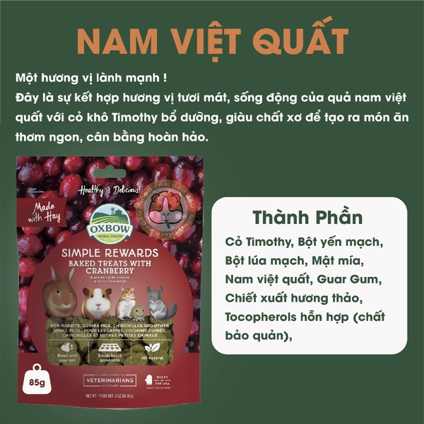 (Túi Nguyên) Bánh Cỏ Oxbow Ăn Vặt Bổ Dưỡng Cho Thỏ, Bọ Ú, Chinchilla, Hamster
