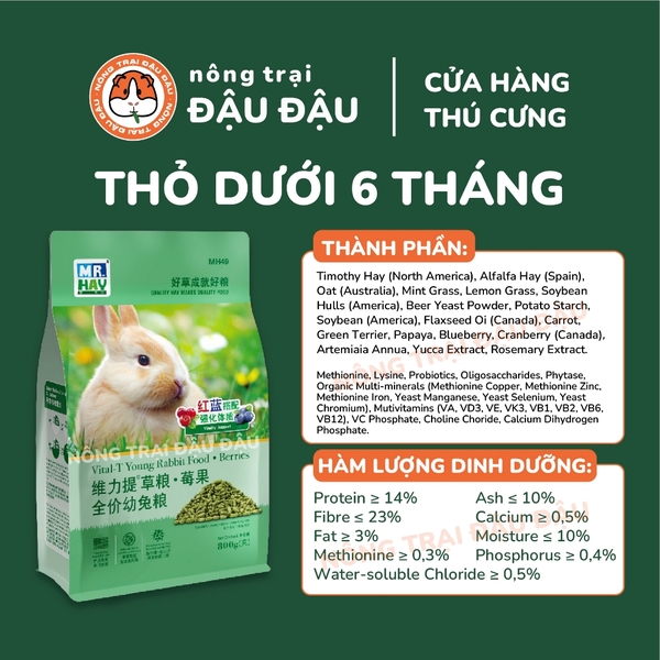 Cỏ Nén Cho Thỏ Mr.Hay Bổ Sung Quả Mọng 800g