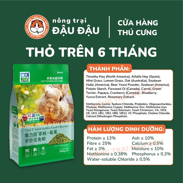 Cỏ Nén Cho Thỏ Mr.Hay Bổ Sung Quả Mọng 800g