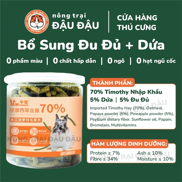 Bánh Cỏ Timothy Cho Thỏ, Bọ Ú, Chinchilla Bổ Sung Dinh Dưỡng Niu Chong