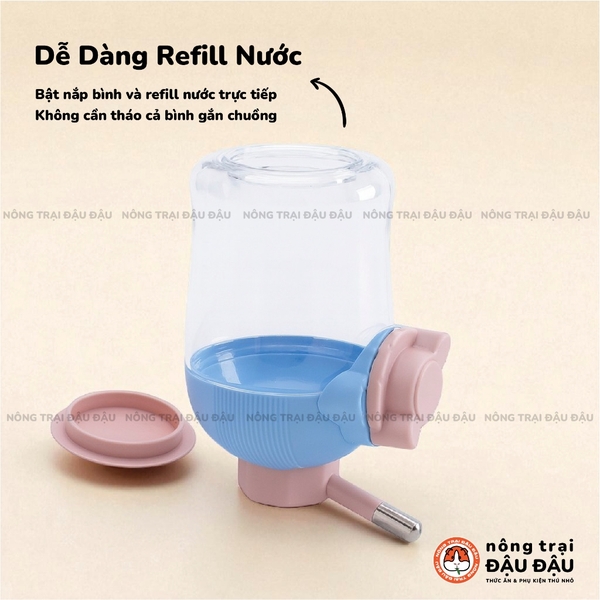 Bình Nước Thỏ, Bọ Ú, Chinchilla, Chó, Mèo Cao Cấp Bình Nước Gắn Chuồng 900ml