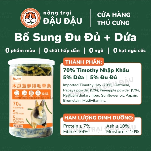 Bánh Cỏ Timothy Cho Thỏ, Bọ Ú, Chinchilla Bổ Sung Dinh Dưỡng Niu Chong