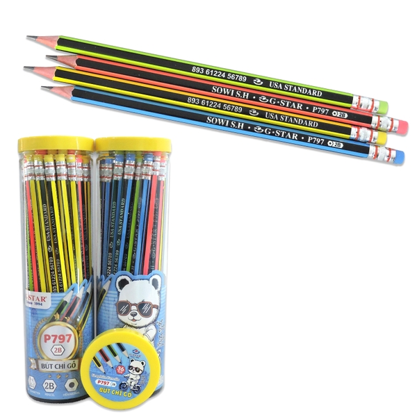 Lon Bút Chì Gỗ P797 (36 Cây/ Lon; 12 Lon/ Lốc, 48 Lon/ Thùng)